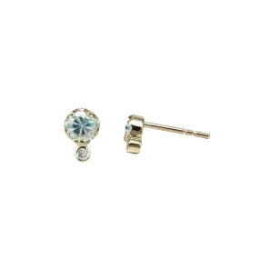 Aquamarine and Diamond Birthstone Studs