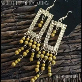 Aztec Attitude Yellow Earrings