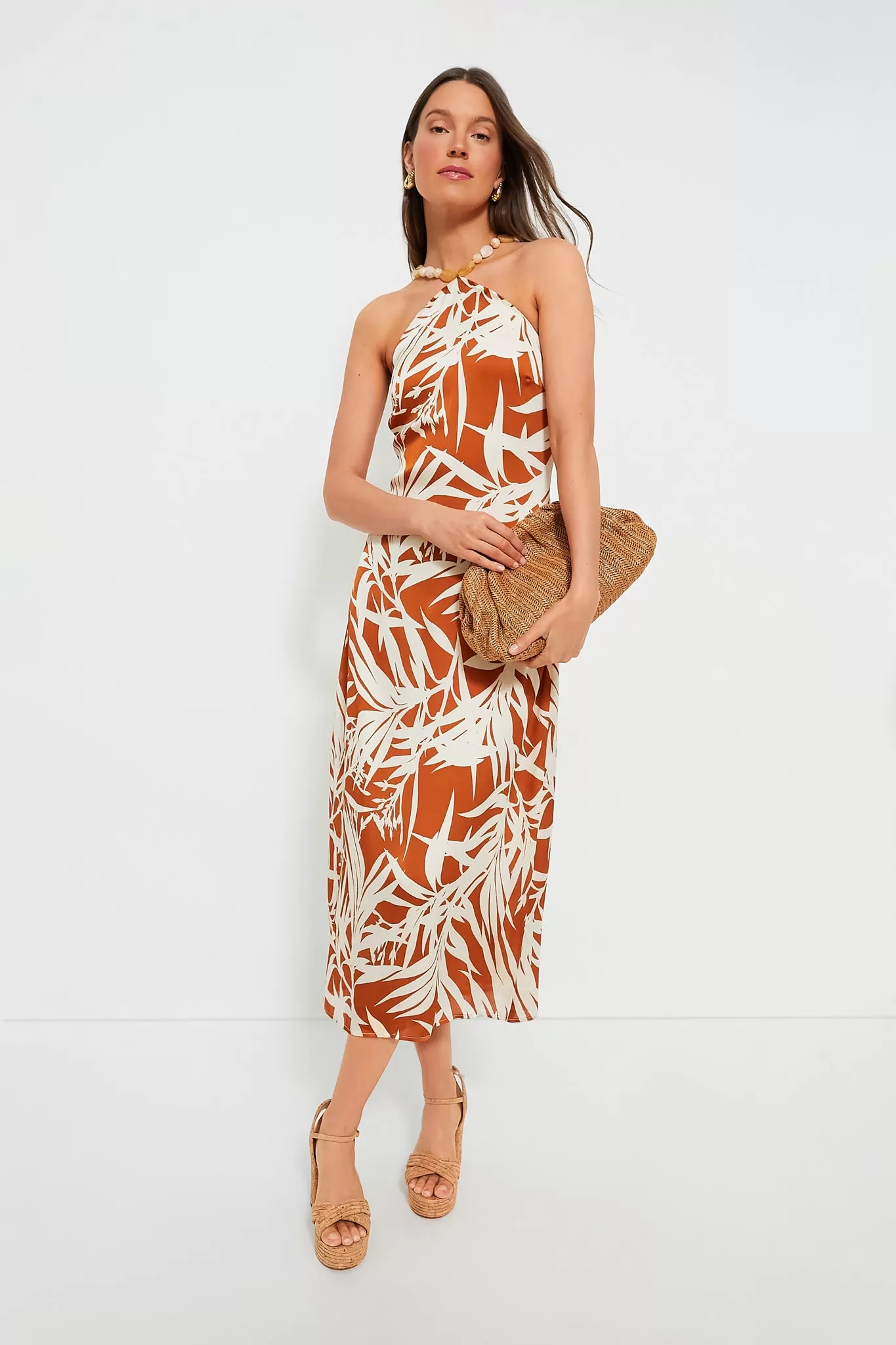 Bronze Leafy Floral Mallorca Maxi Dress