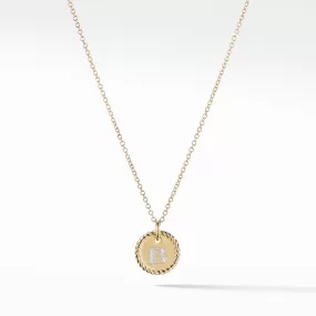 David Yurman Initial B Pendant with Diamonds in Gold on Chain