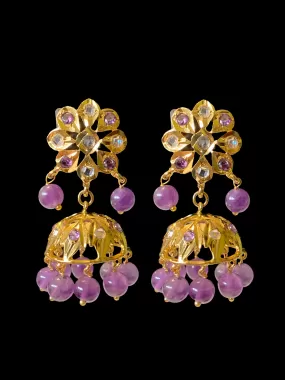 DER349 Amethyst jhumka in flower tops ( READY TO SHIP )