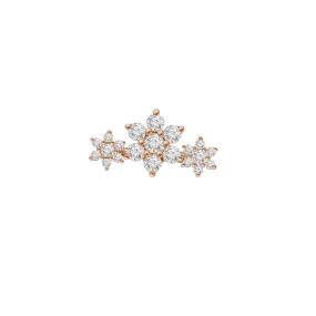 Diamond Three Flower Garland Flat Back Stud