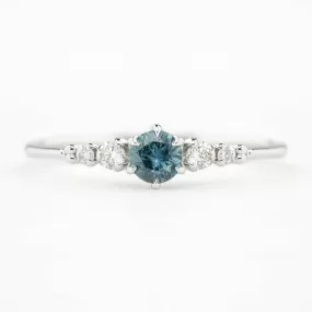 Estel Fleur Ring 4mm 0.30ct Teal Blue Montana Sapphire 14K White Gold