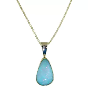 Ethiopian Freeform Opal & Diamond Necklace Pendant