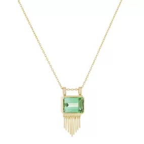 Green Tourmaline Baguette Fringe Necklace