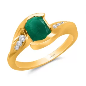 Kallati Heirloom Emerald & Diamond Ring in 14K Yellow Gold