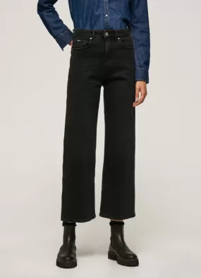 Pepe Jeans Women's high-waisted jeans trousers Lexa Sky Wide Fit High PL204162XF18 000 denim black 