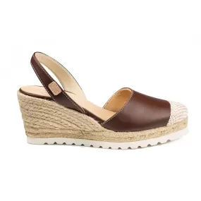 Plain Closed Toe Leather Menorcan Espadrille For Women - Frida Montada 1924 Ciervo