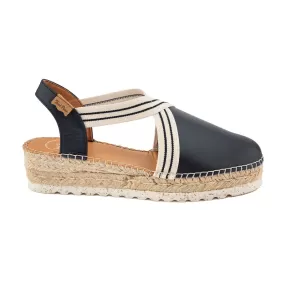 Plain Leather Wedge Espadrille for Women - Vera-SW