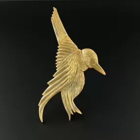 Vintage Art Deco Carved French Horn Bird Brooch