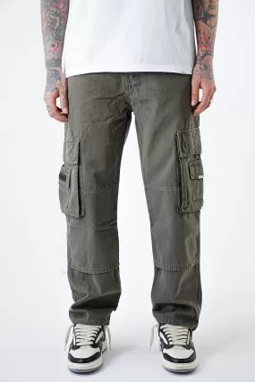 Wide Fit Premium Denim Cargo - Khaki